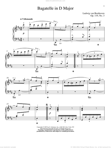 Bagatelle In D Major, Op. 119, No. 3