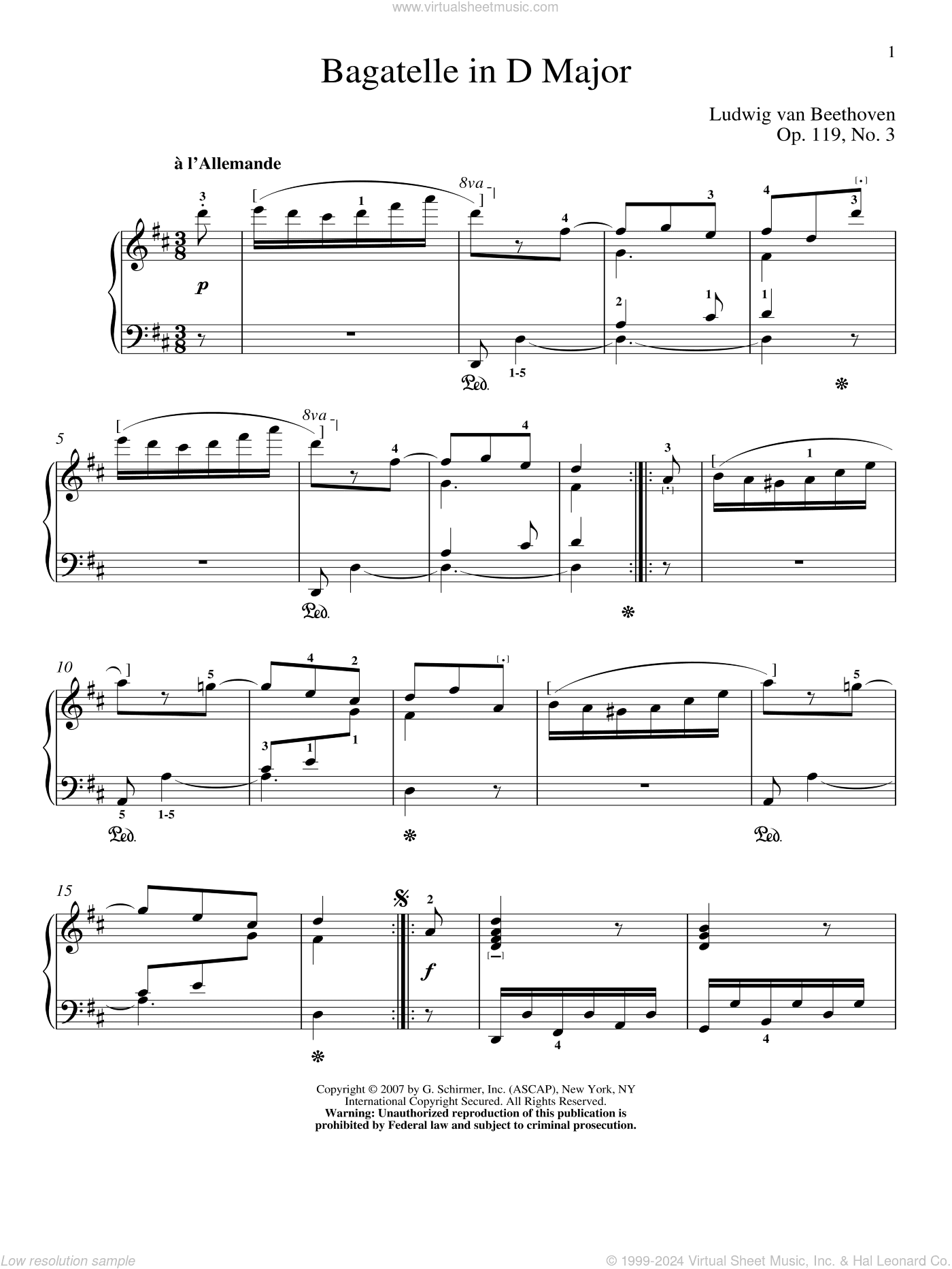 Bagatelle In D Major, Op. 119, No. 3