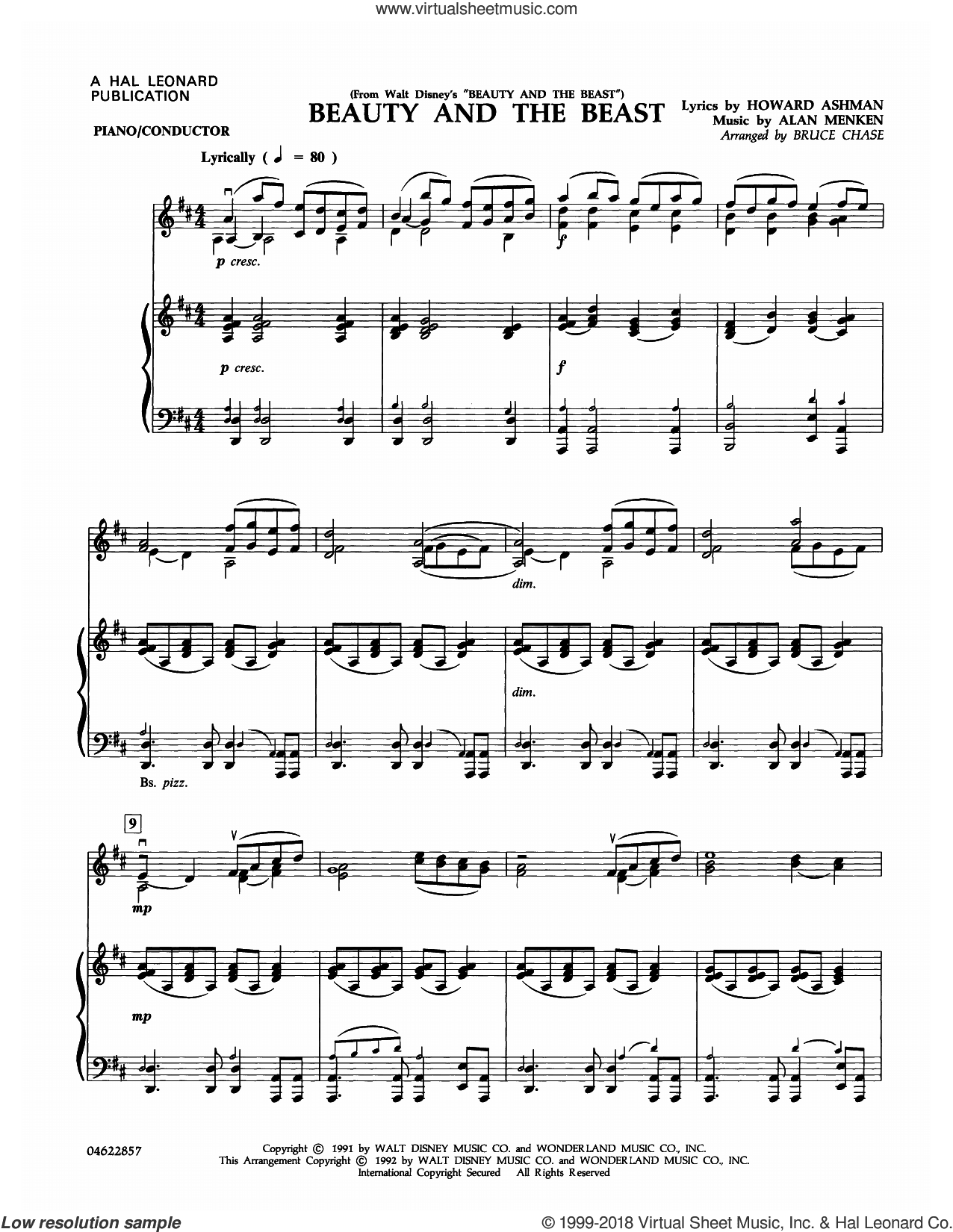 Beauty and the Beast (arr. Bruce Chase) (complete set of parts)