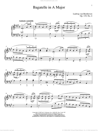 Bagatelle In A Major, Op. 119, No. 4