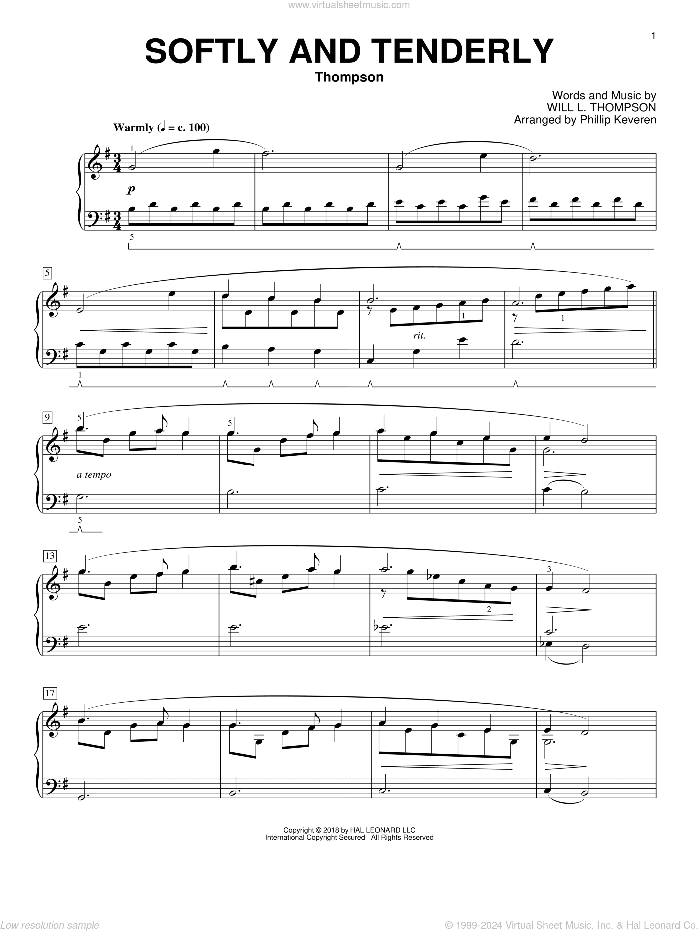 Softly And Tenderly [Classical version] (arr. Phillip Keveren)