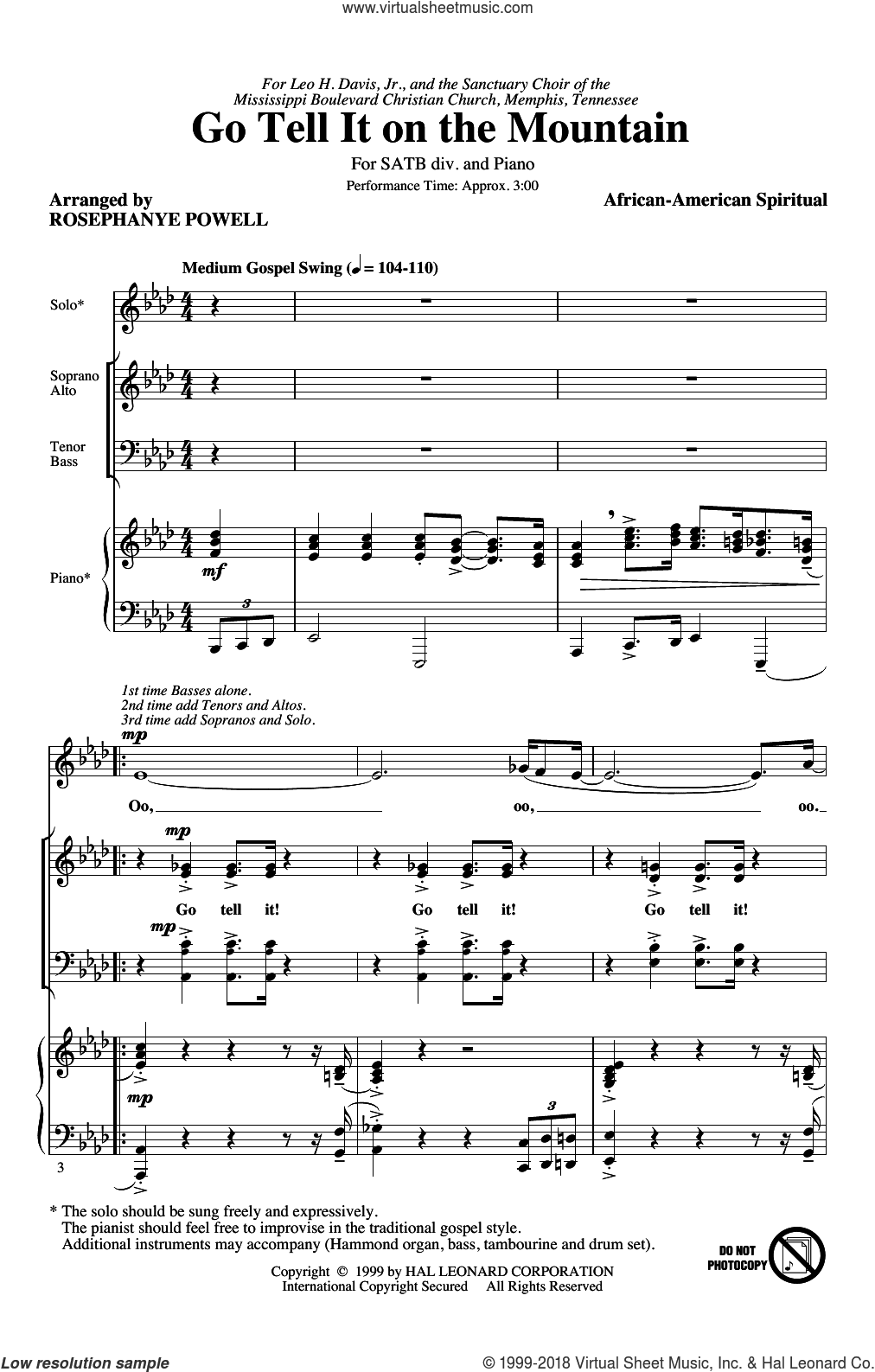 Go, Tell It On The Mountain (arr. Rosephanye Powell)
