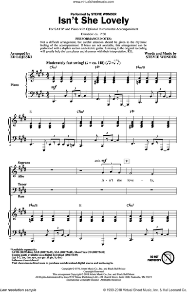 Isn't She Lovely (arr. Ed Lojeski)