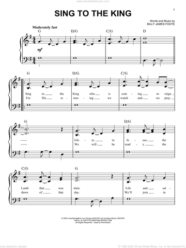 Sing To The King, (easy)