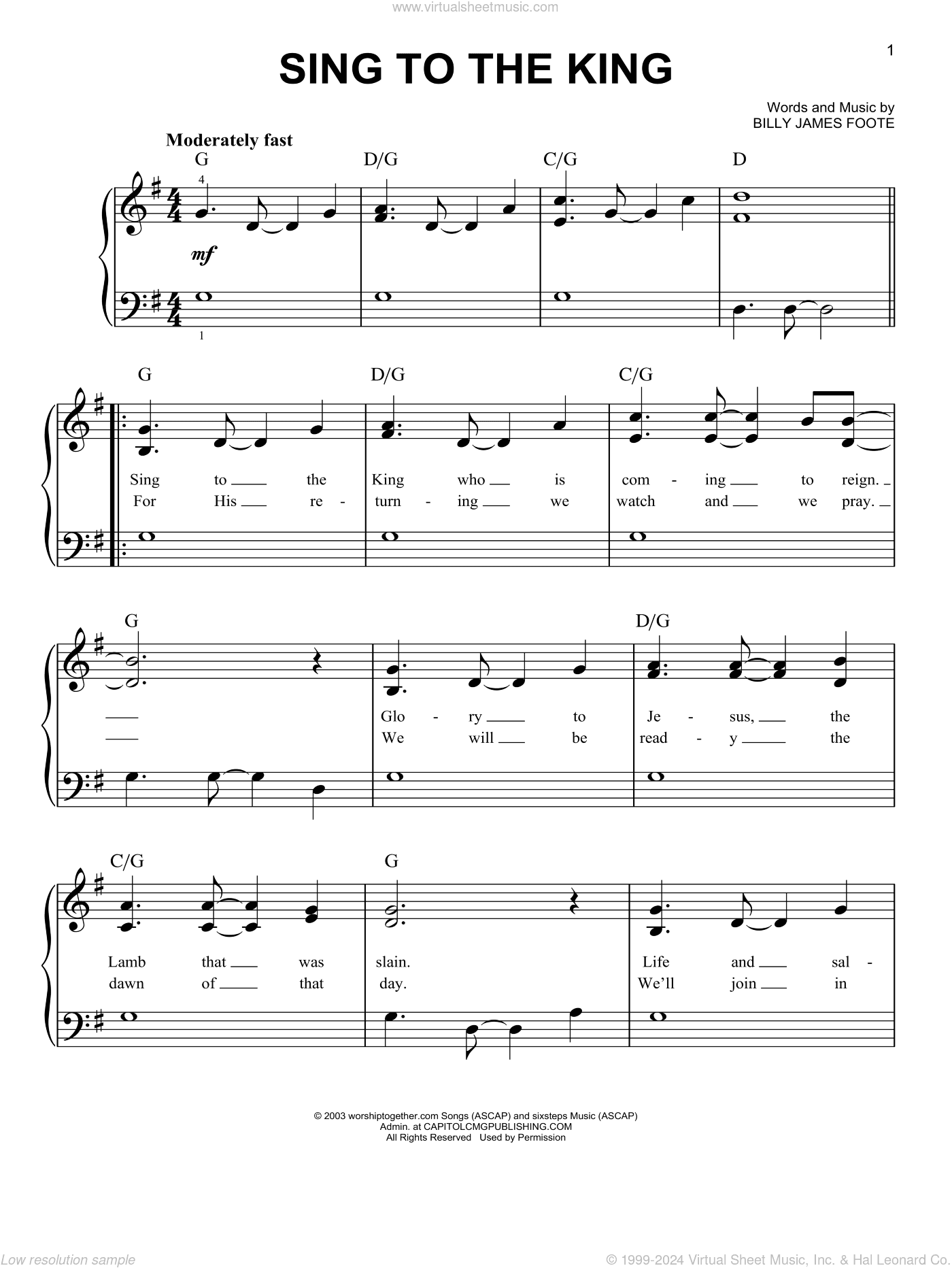 Sing To The King, (easy)