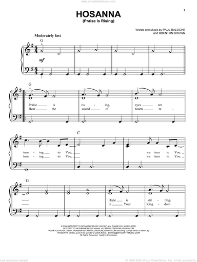 Hosanna (Praise Is Rising), (easy)