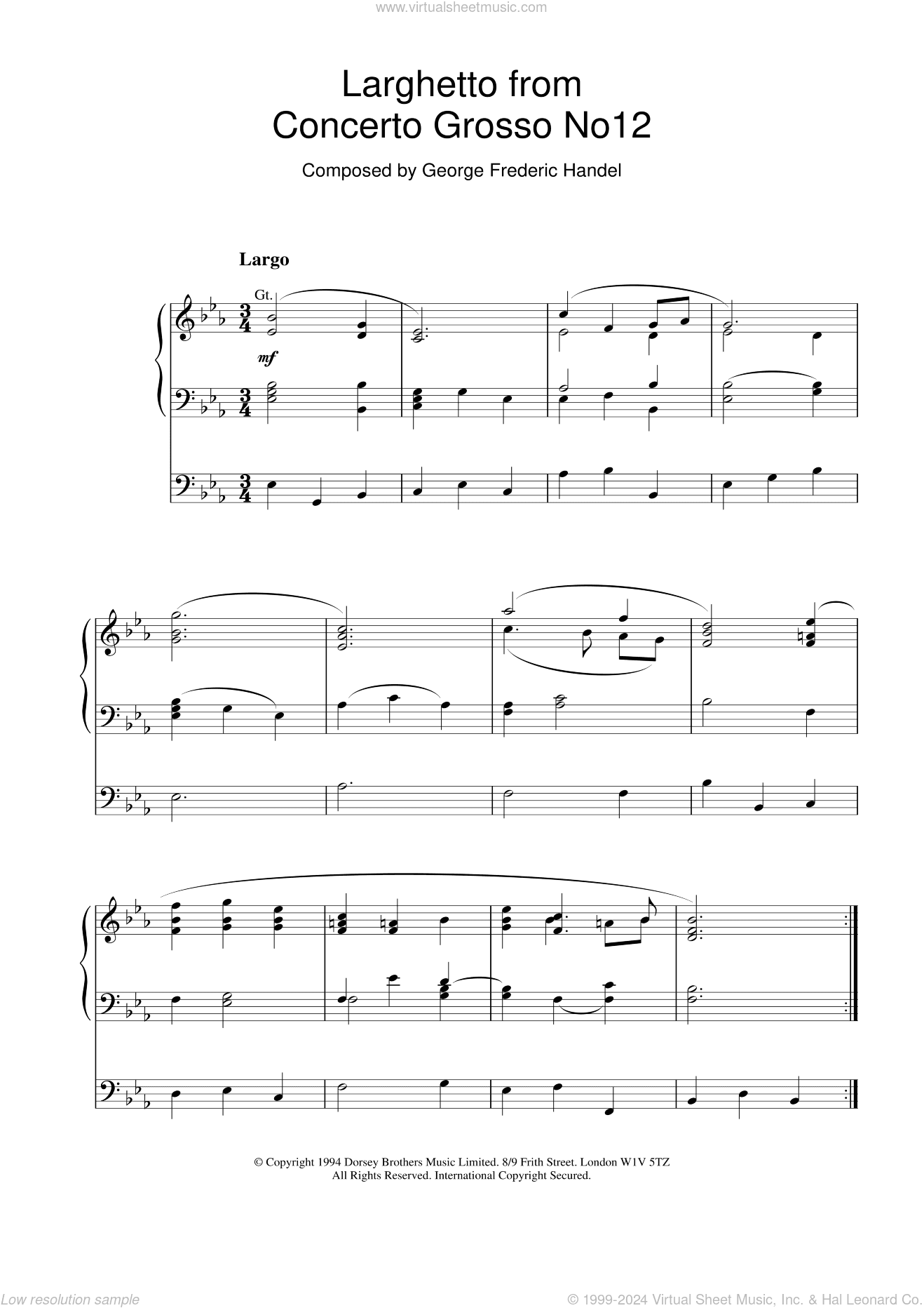 Larghetto from Concerto Grosso No.12