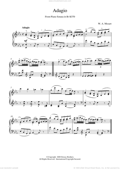 Adagio from Piano Sonata in Bb, K570