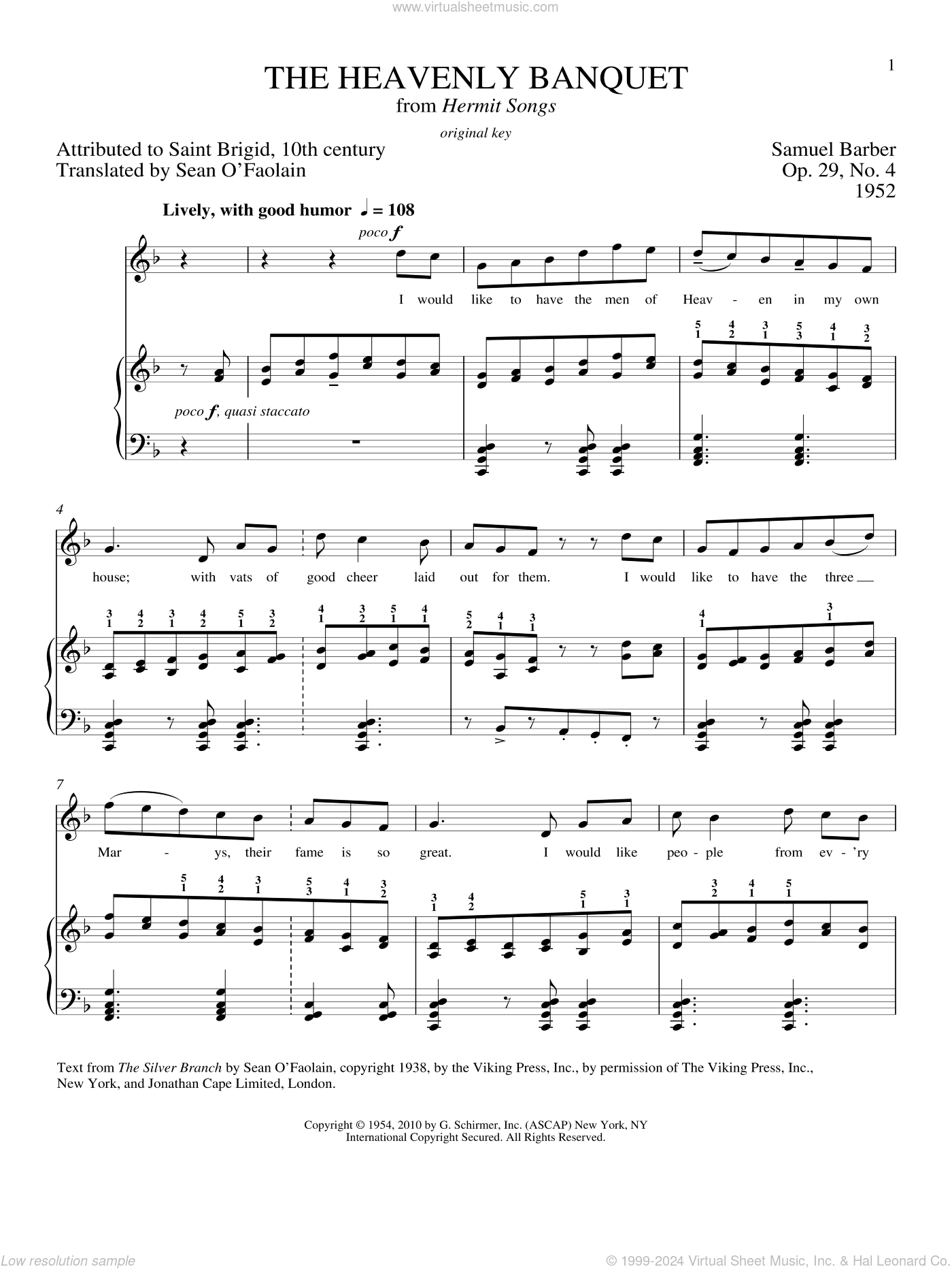 The Heavenly Banquet, Op. 29, No. 4
