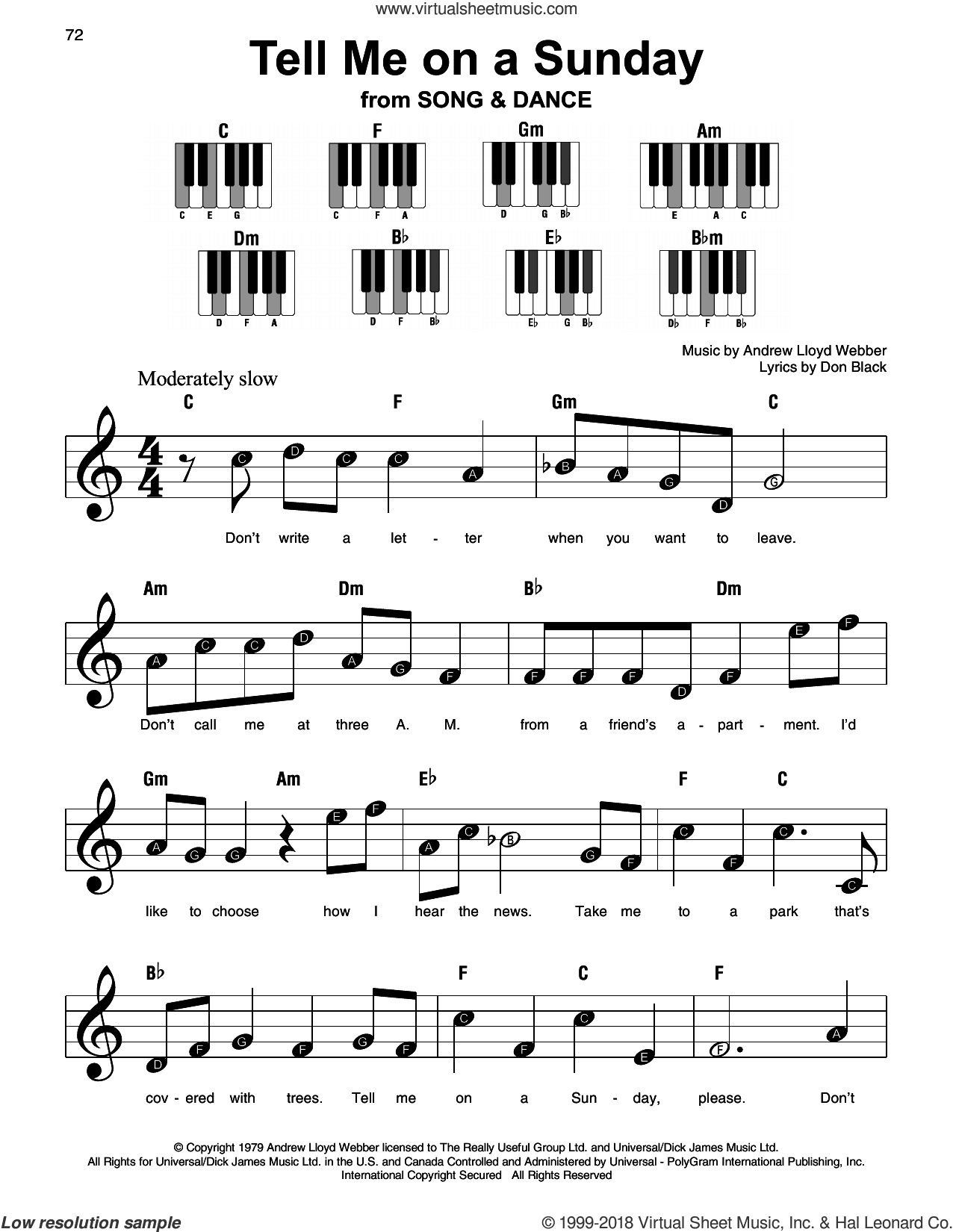Tell Me On A Sunday, (beginner)