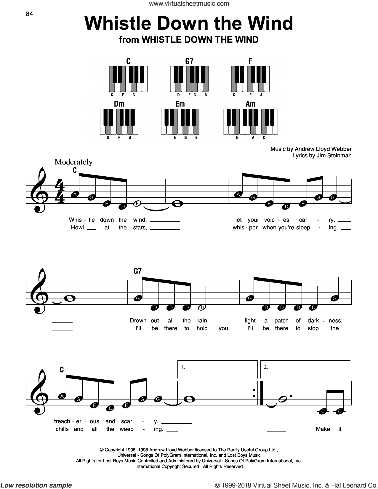 Whistle Down The Wind, (beginner)