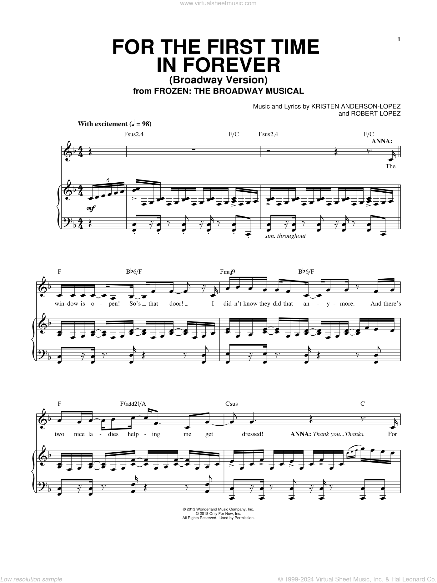 For The First Time In Forever (from Frozen: The Broadway Musical)