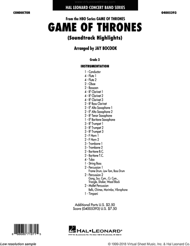 Game Of Thrones (Soundtrack Highlights) (arr. Jay Bocook)