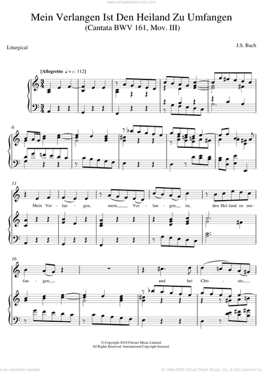 Mein Verlangen Ist Den Heiland Zu Umfangen (Cantata BWV 161, Mov. III)