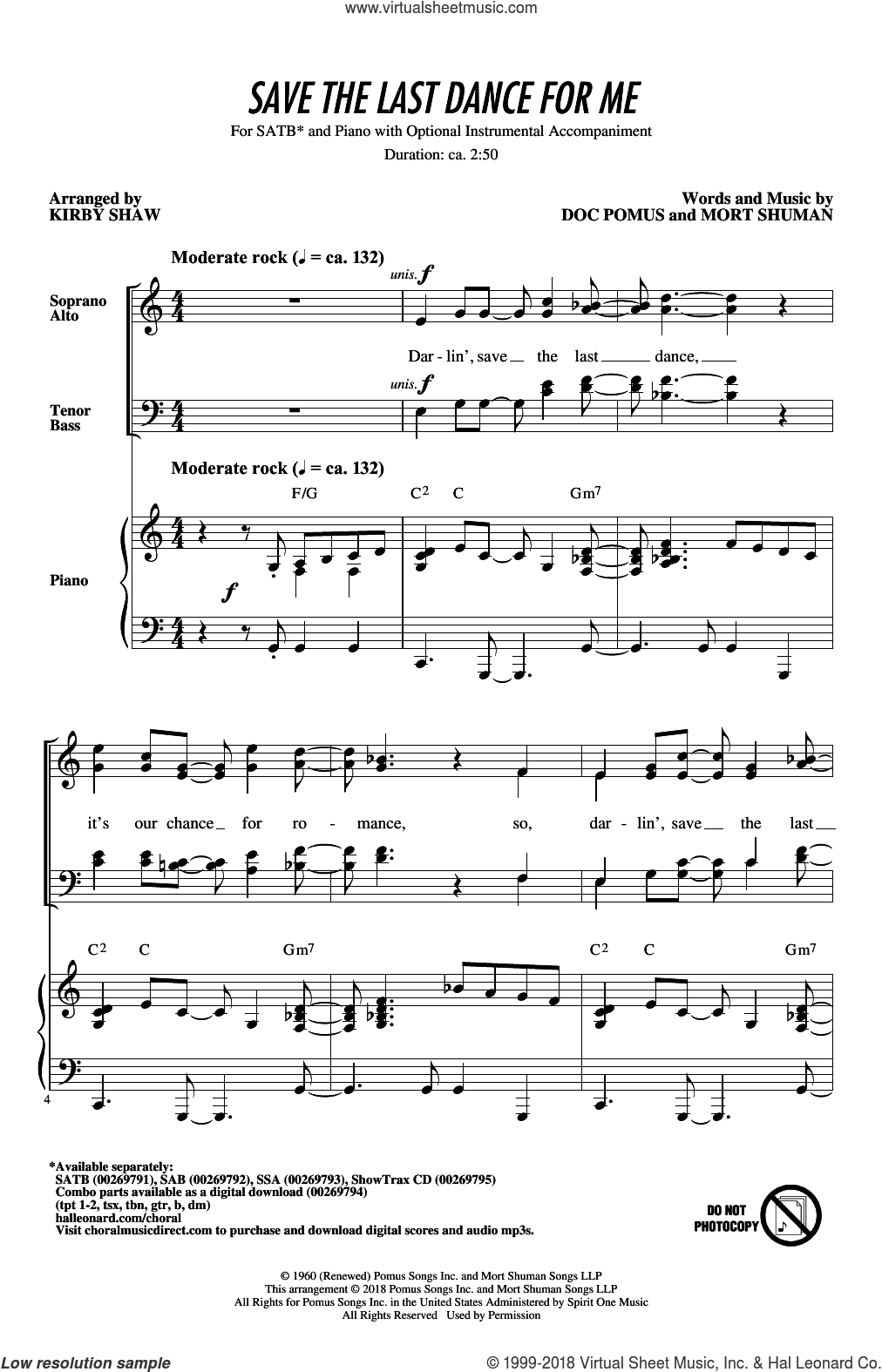 Save The Last Dance For Me (arr. Kirby Shaw)