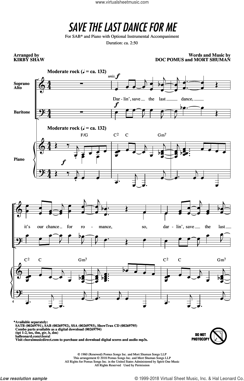 Save The Last Dance For Me (arr. Kirby Shaw)