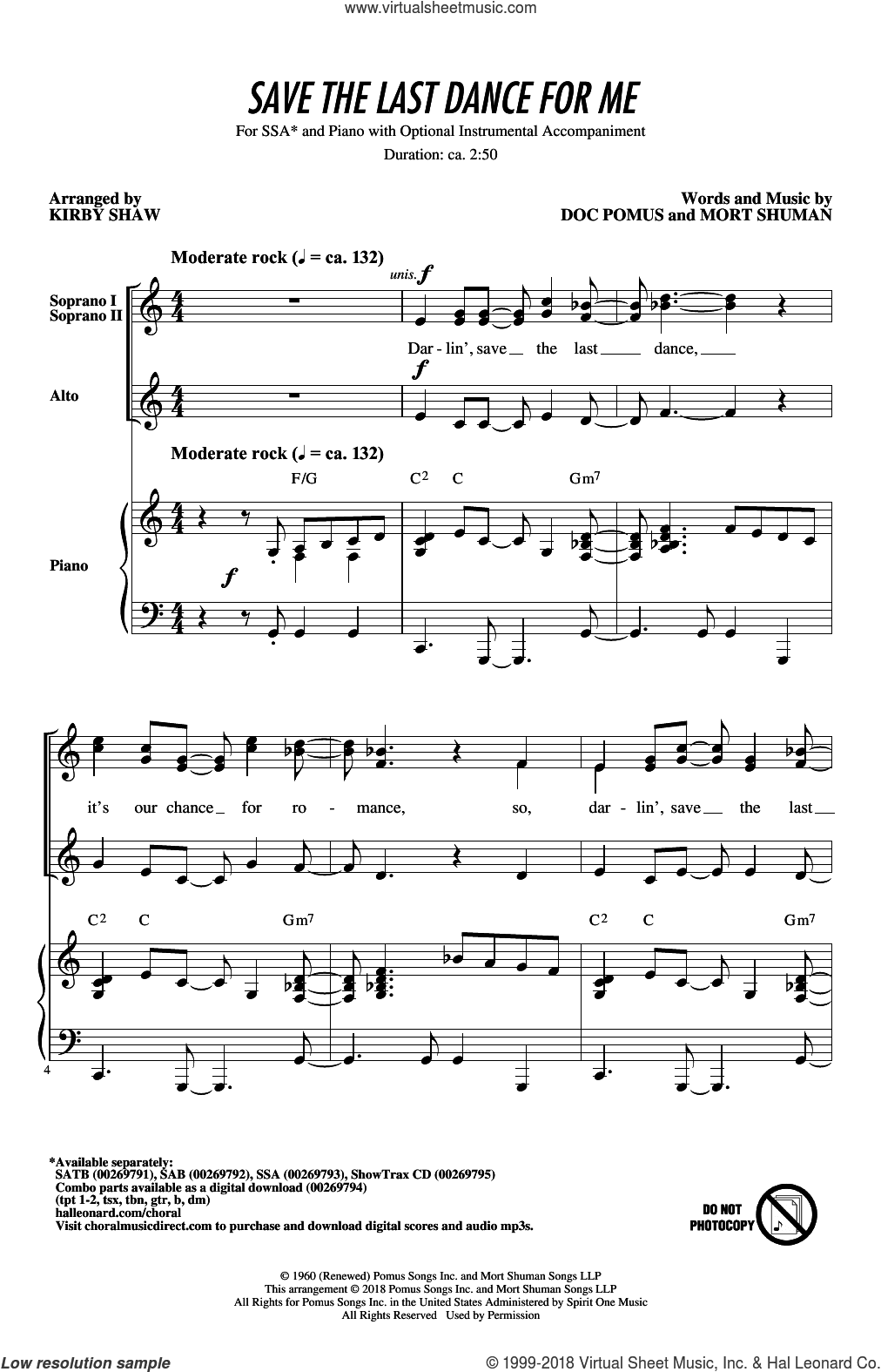 Save The Last Dance For Me (arr. Kirby Shaw)