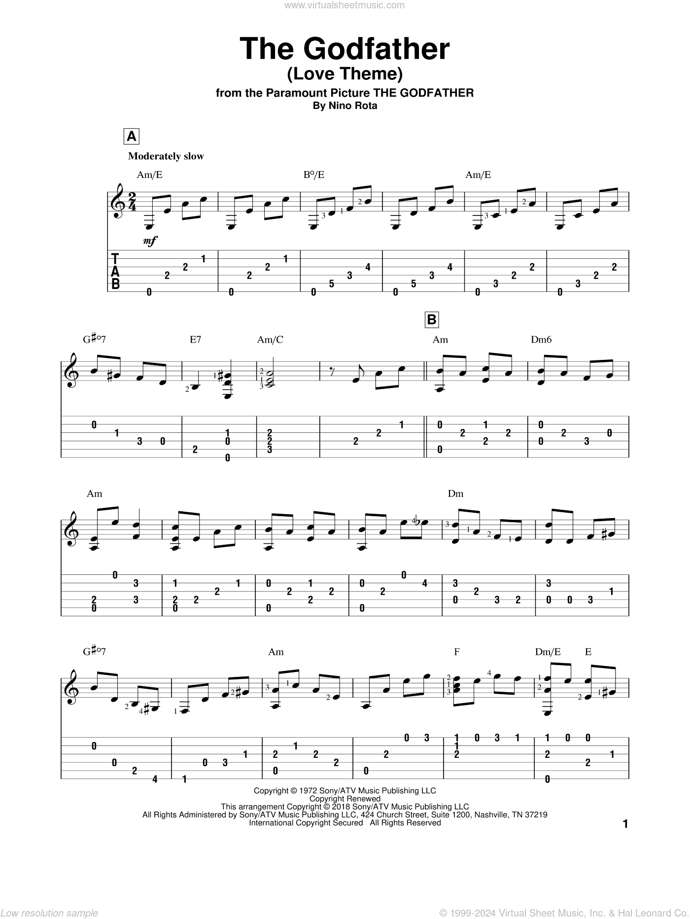 The Godfather (Love Theme), (intermediate) (Love Theme)