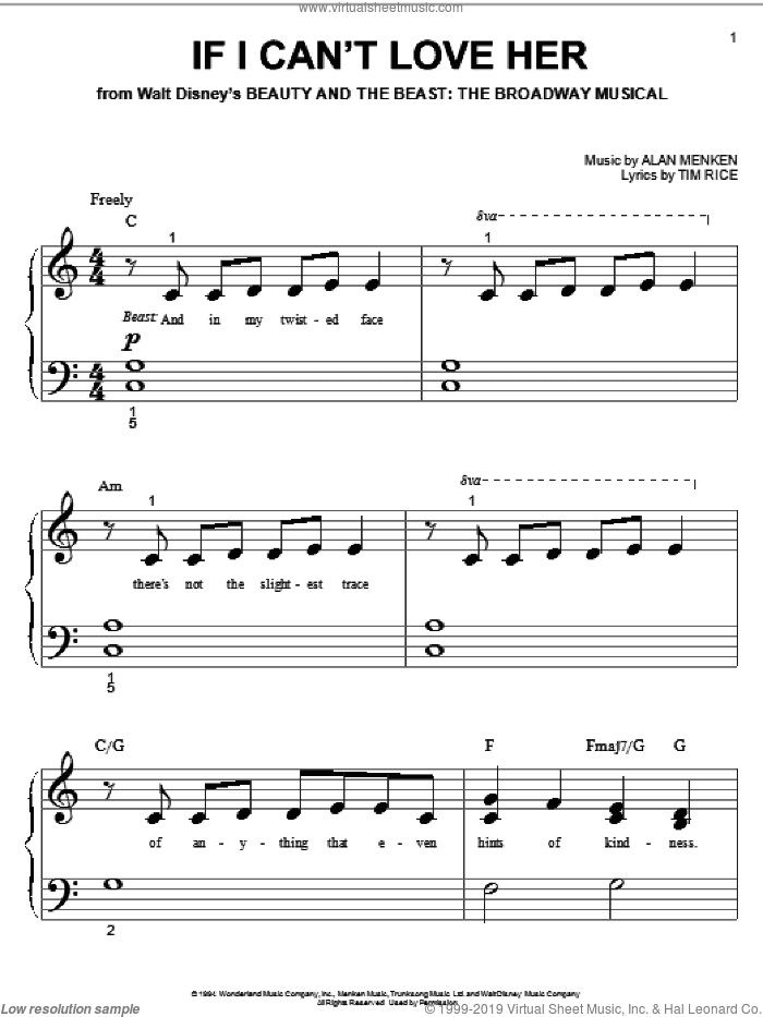 If I Can't Love Her (from Beauty And The Beast: The Musical)