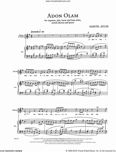 Five Sephardic Choruses: Adon Olam