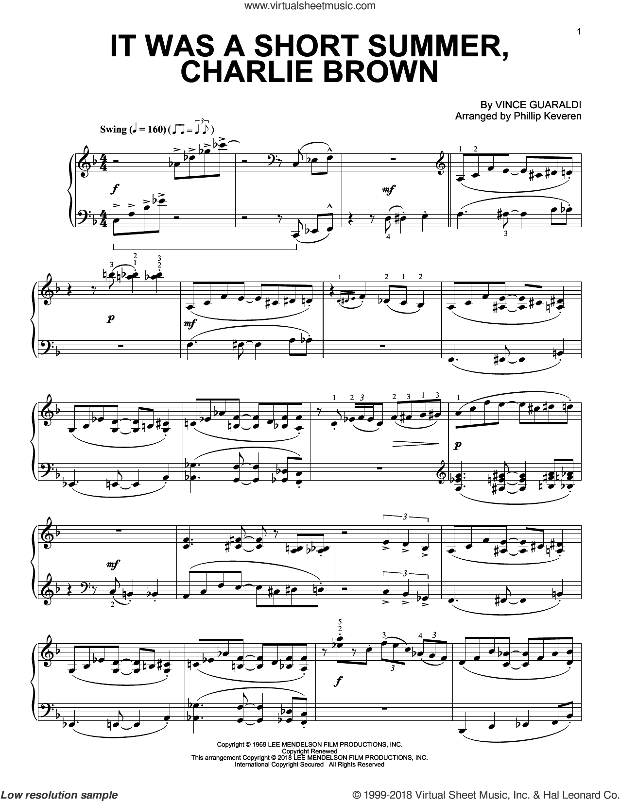 It Was A Short Summer, Charlie Brown (arr. Phillip Keveren)