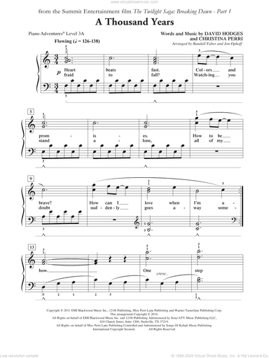A Thousand Years, (intermediate/advanced)