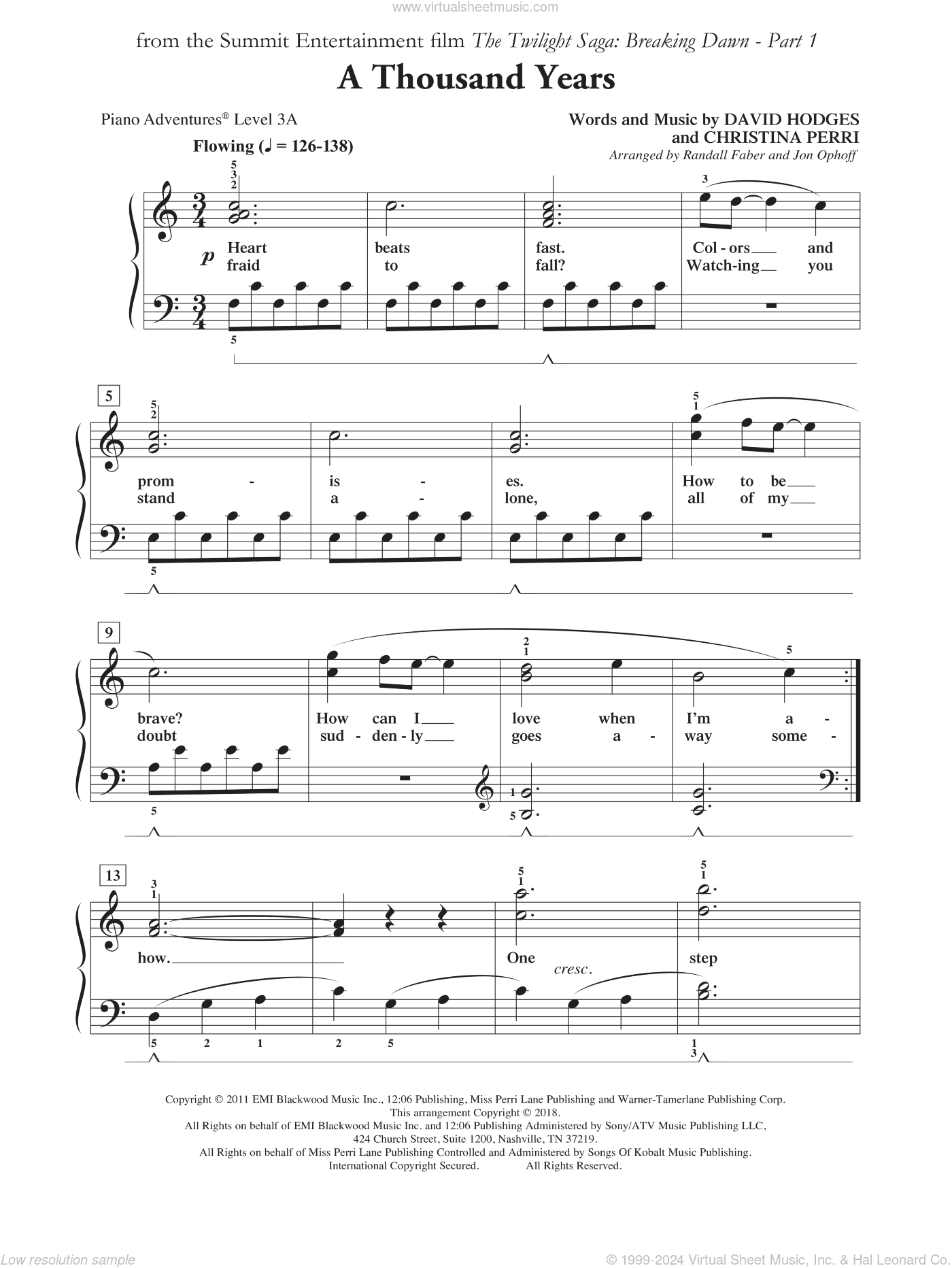 A Thousand Years, (intermediate/advanced)