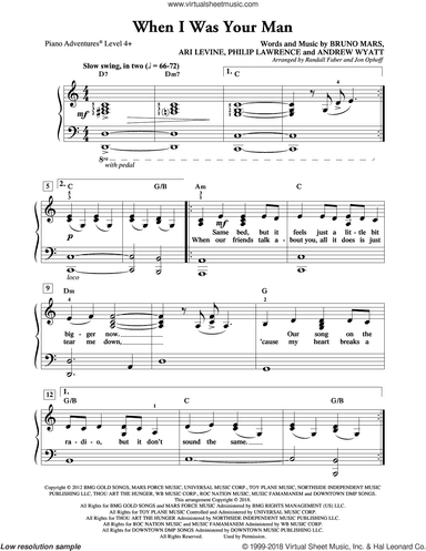 When I Was Your Man, (intermediate/advanced)