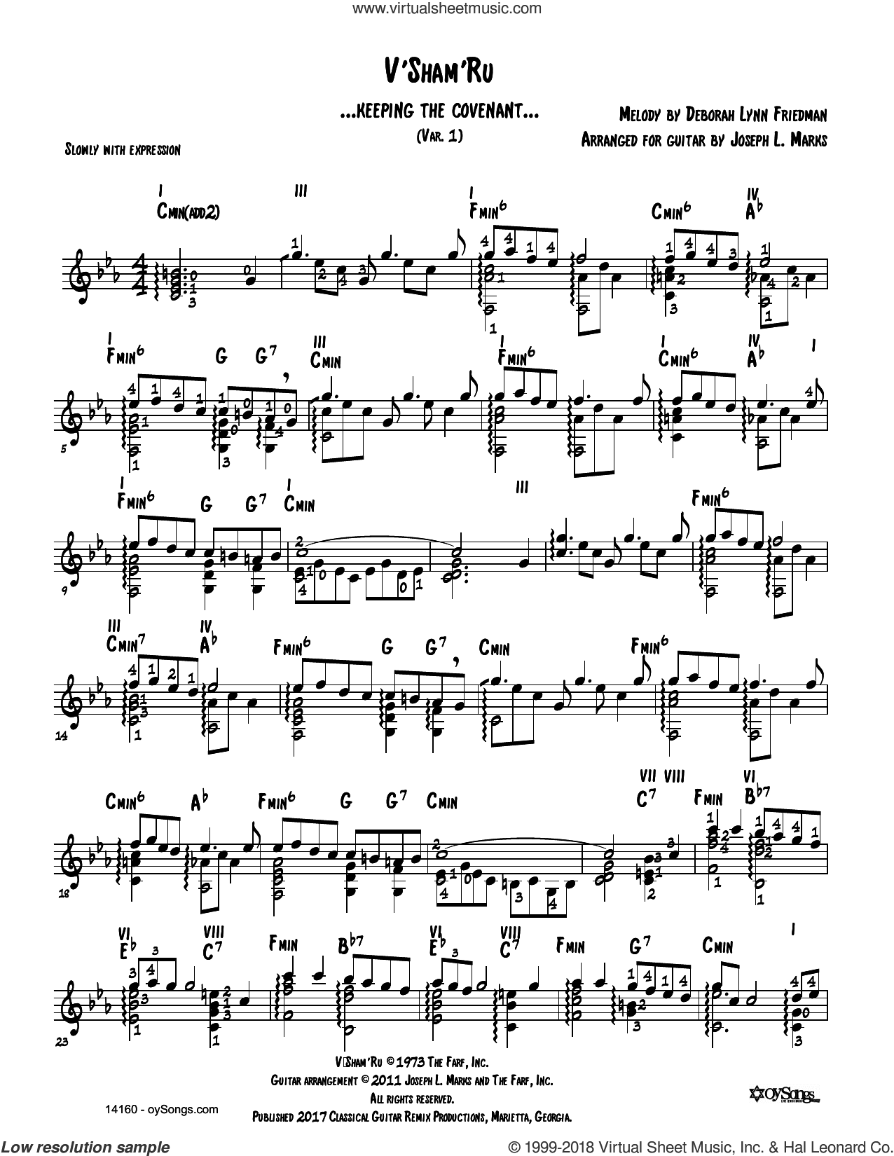 V'shamru Var 1 (arr. Joe Marks)