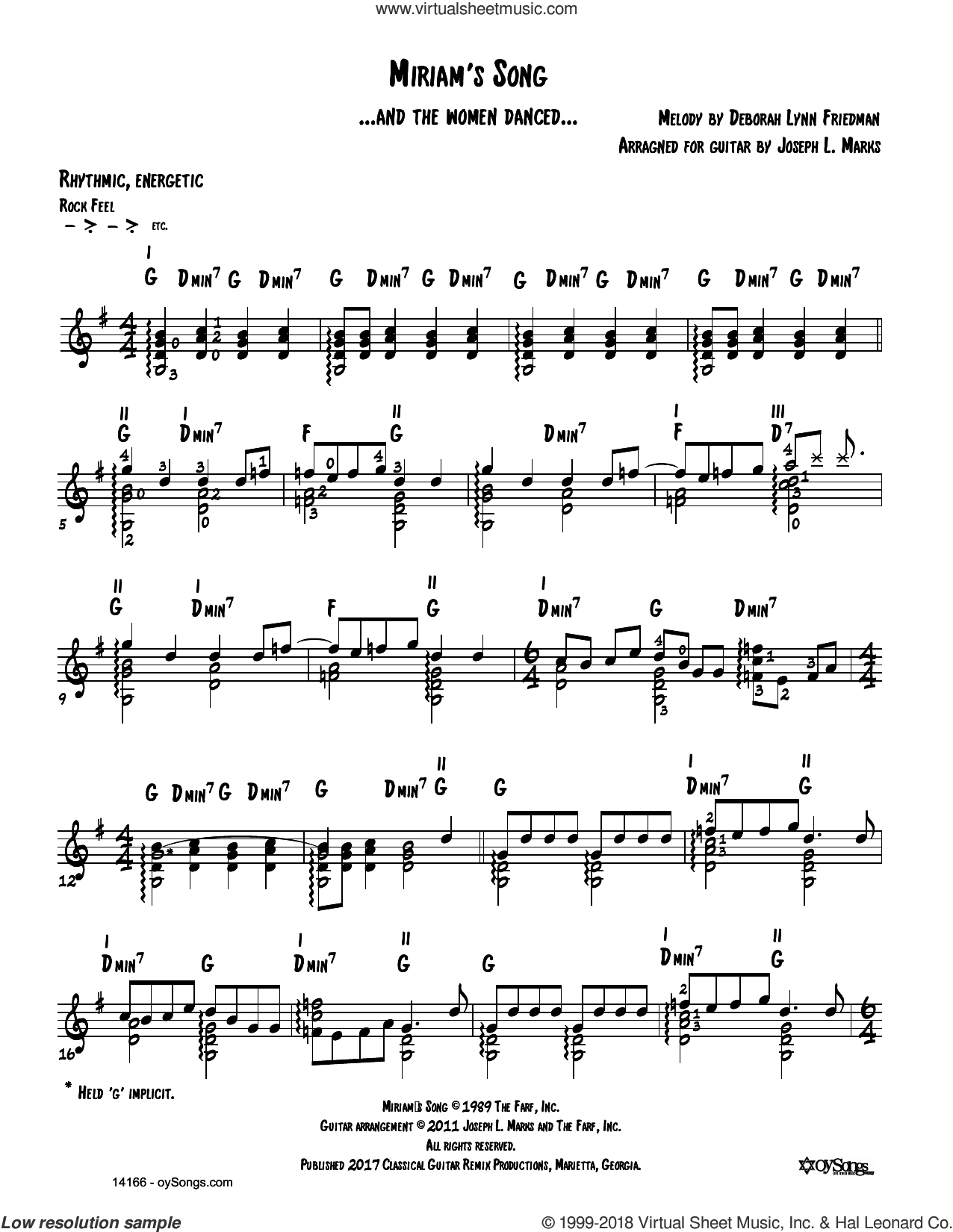 Miriam's Song (arr. Joe Marks)