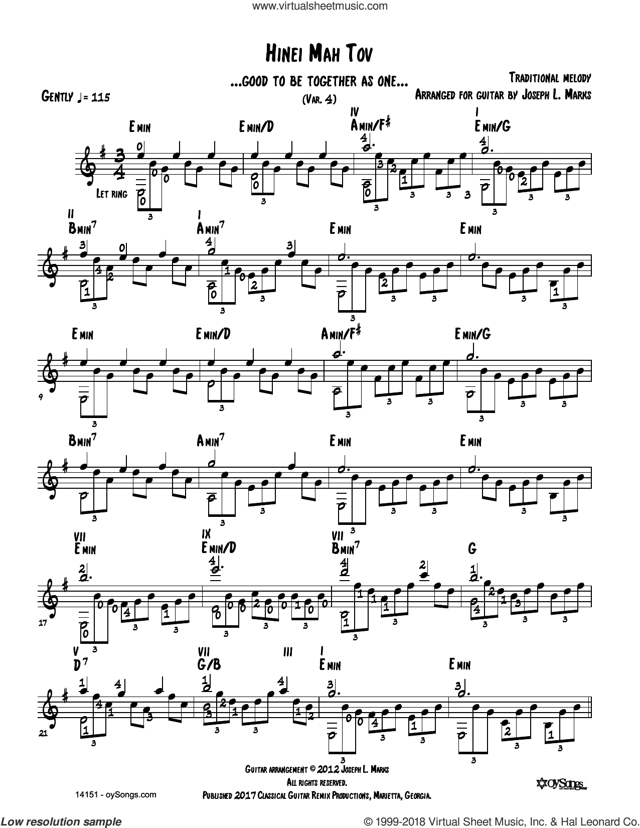 Heiveinu Shalom Aleichem Vars 1, 2, 3 (arr. Joe Marks)