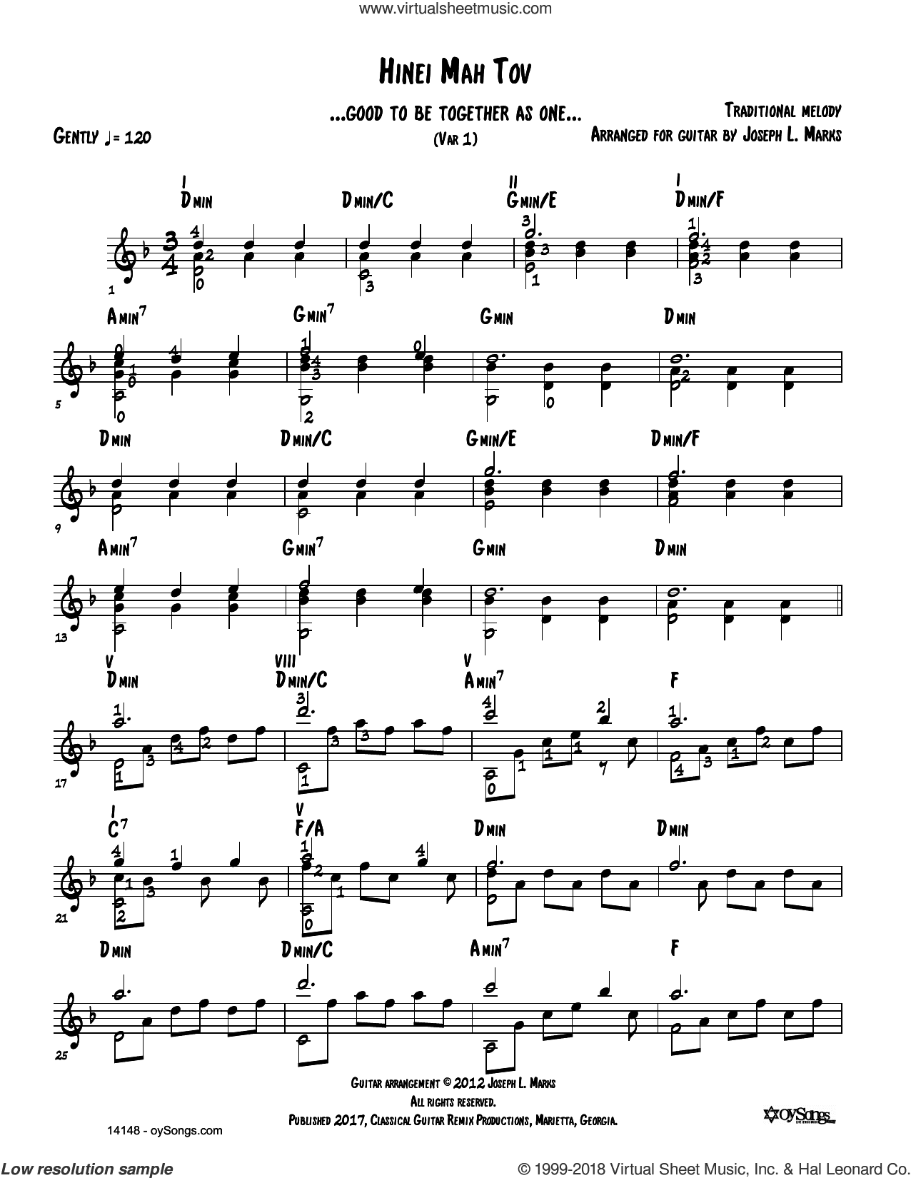 Hinei Mah Tov Var 1 (arr. Joe Marks)