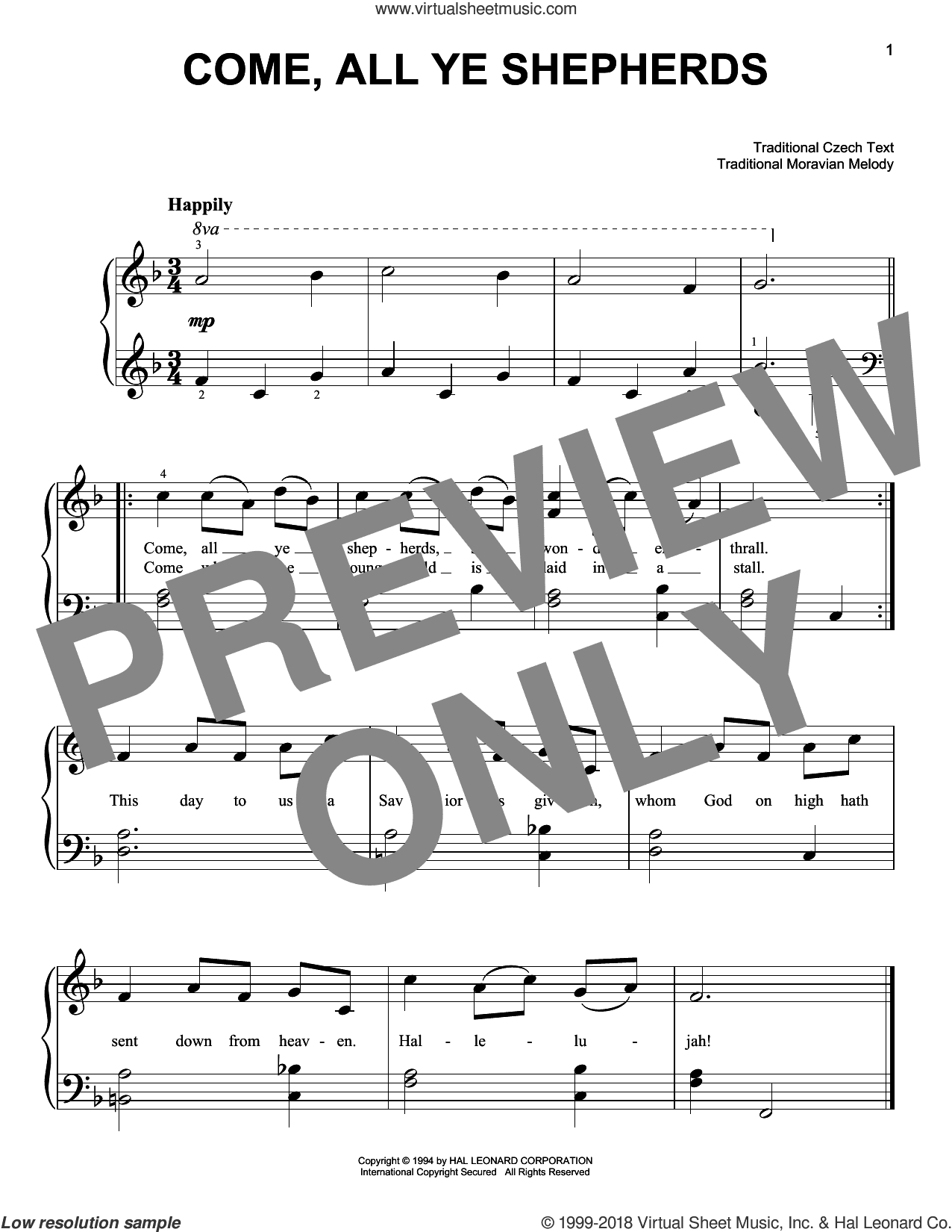 Come, All Ye Shepherds, (beginner)