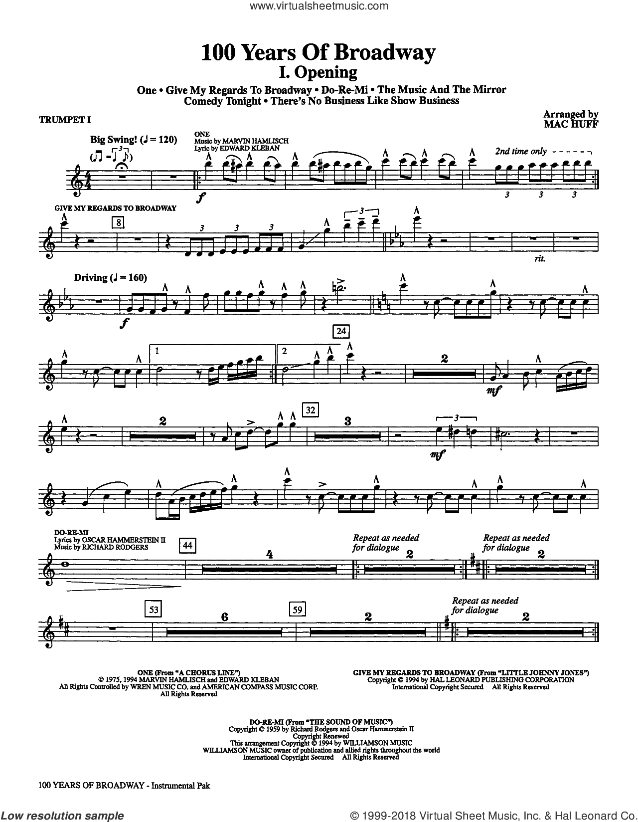 100 Years of Broadway (Medley) (complete set of parts)