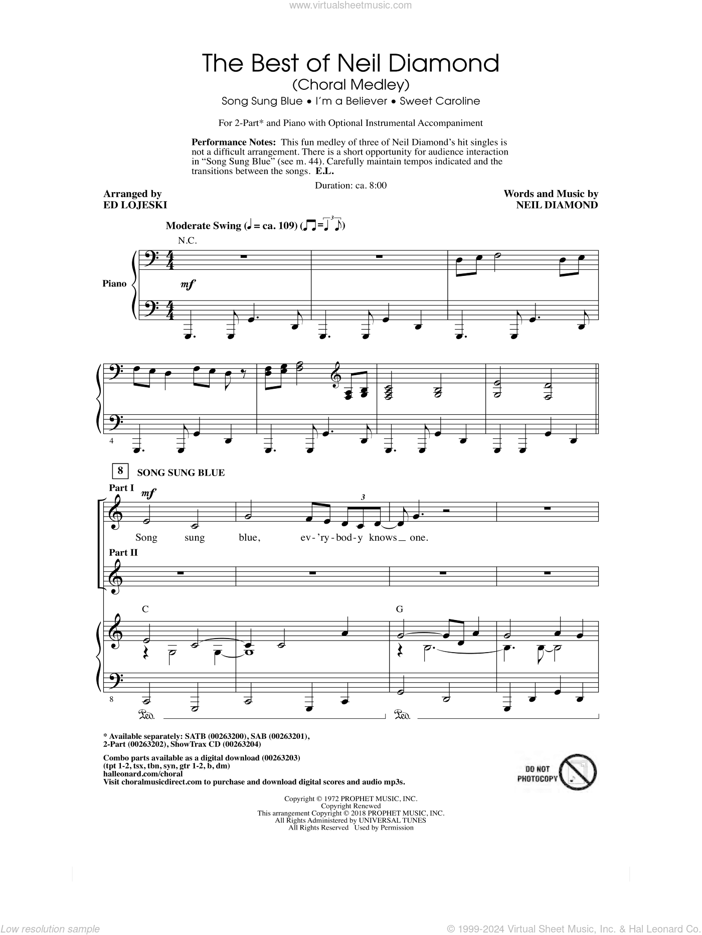 The Best of Neil Diamond (arr. Ed Lojeski)