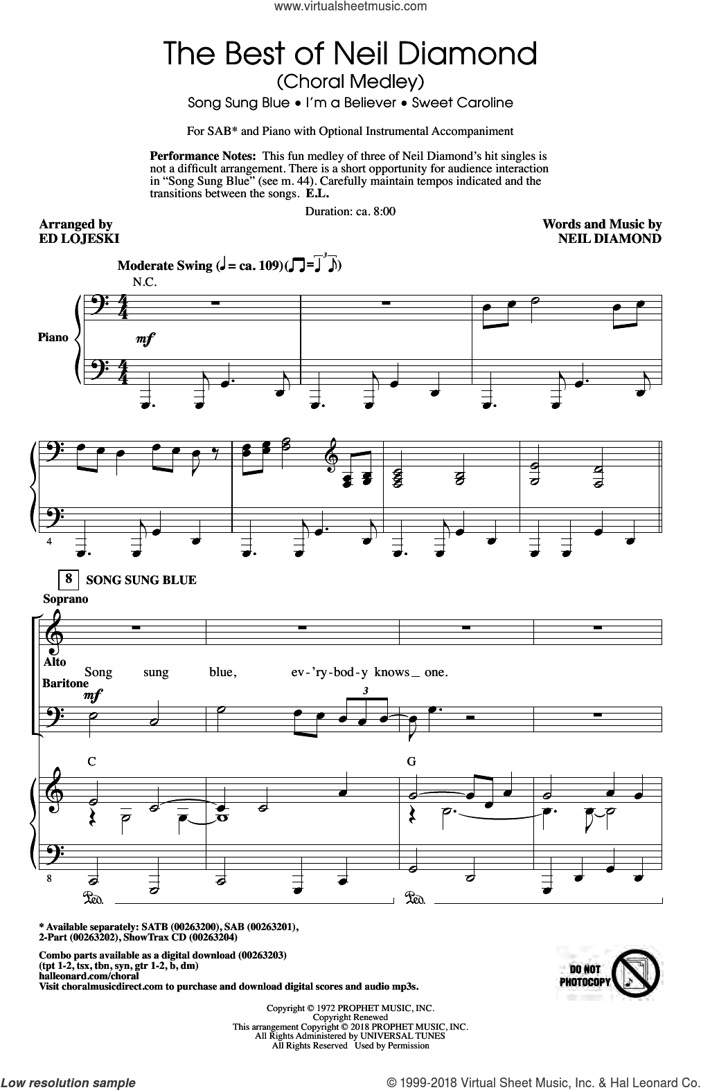 The Best of Neil Diamond (arr. Ed Lojeski)