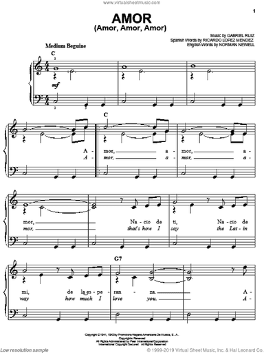 Amor (Amor, Amor, Amor), (easy)