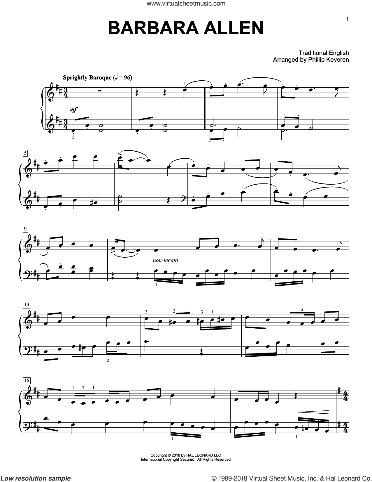 Barbara Allen [Classical version] (arr. Phillip Keveren)