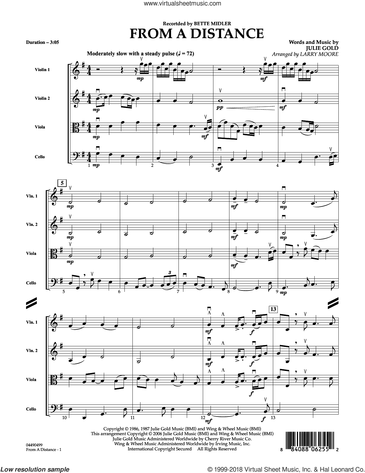 From a Distance (arr. Larry Moore) (COMPLETE)