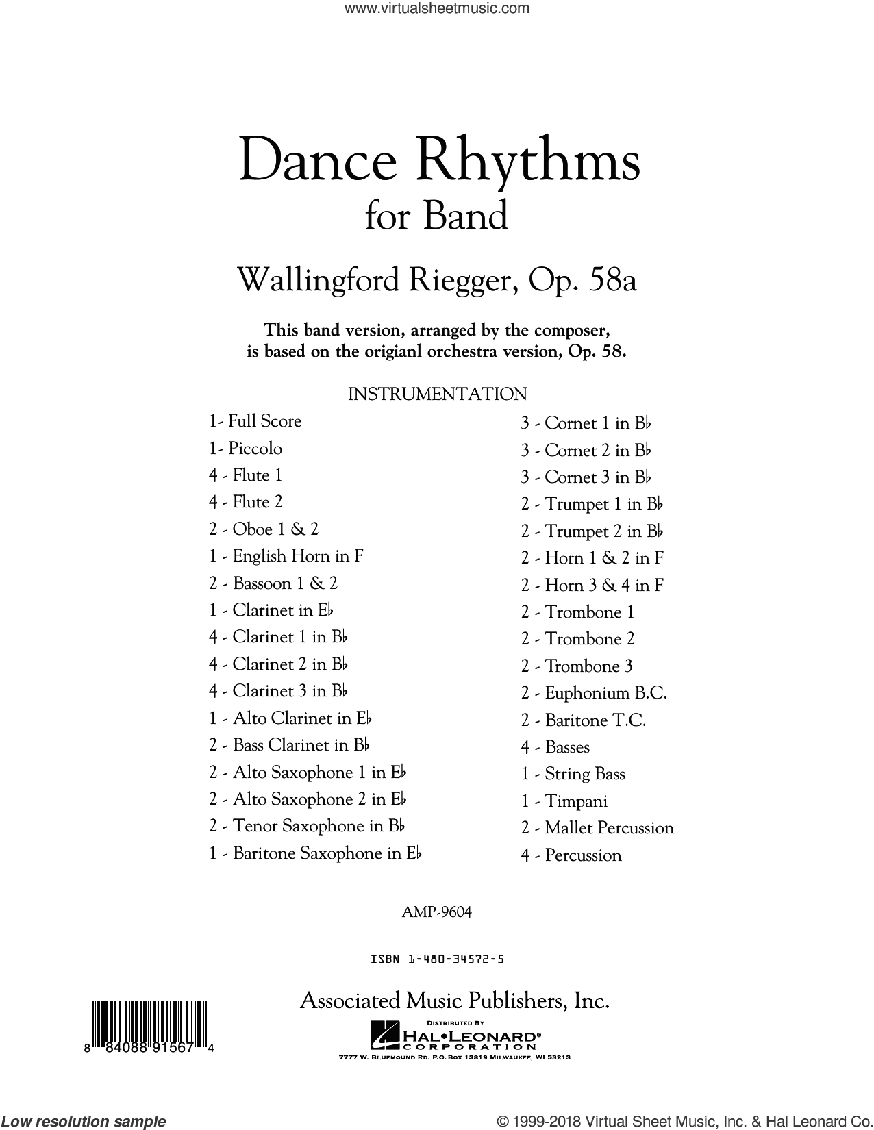 Dance Rhythms for Band, Op. 58 (COMPLETE)