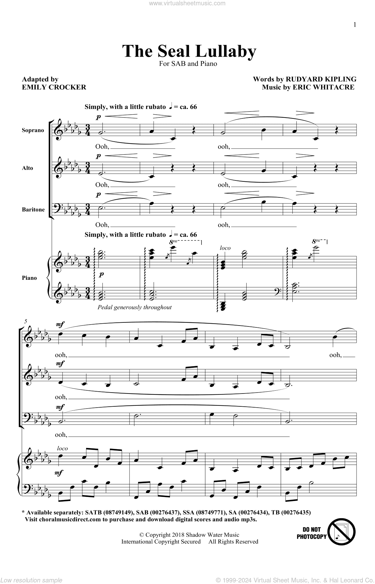 The Seal Lullaby (arr. Emily Crocker)