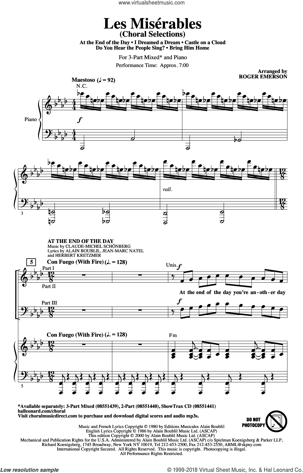 Les Miserables Choral Selections (arr. Roger Emerson)