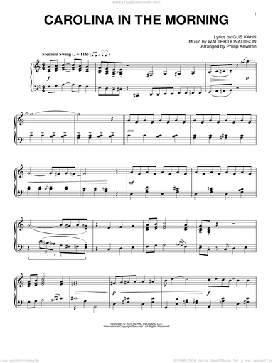 Carolina In The Morning [Jazz version] (arr. Phillip Keveren)
