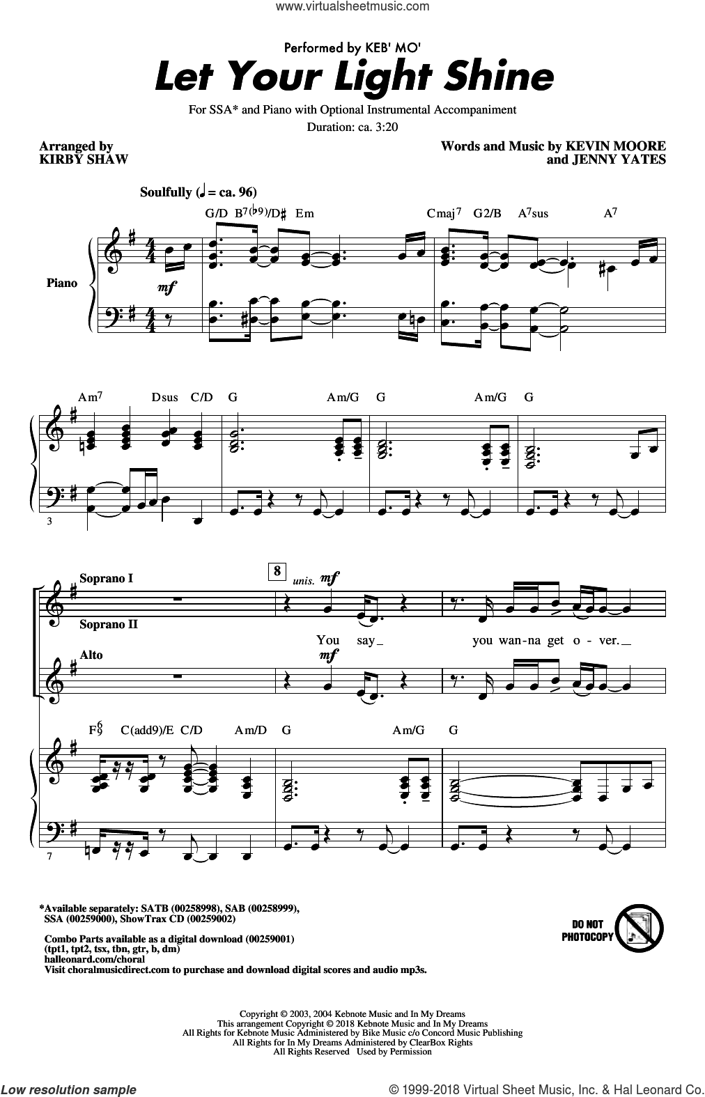 Let Your Light Shine (arr. Kirby Shaw)