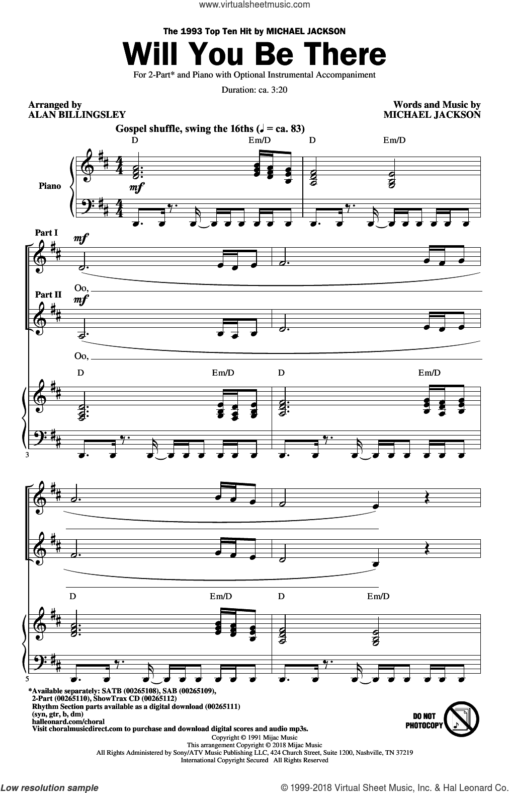 Will You Be There (arr. Alan Billingsley)