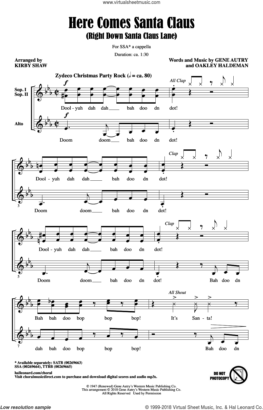 Here Comes Santa Claus (Right Down Santa Claus Lane) (Arr. Kirby Shaw)