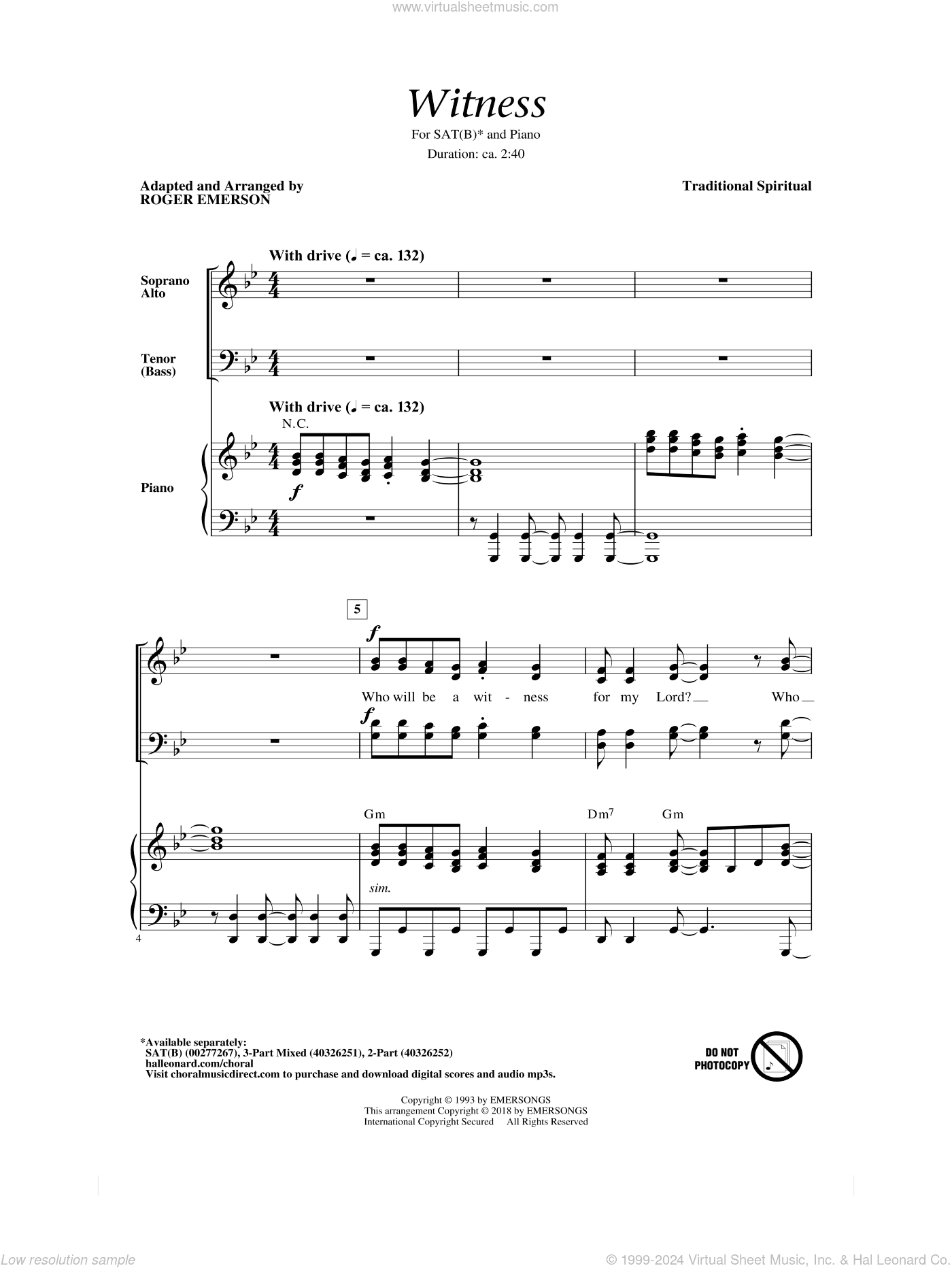 Witness (Arr. Roger Emerson)