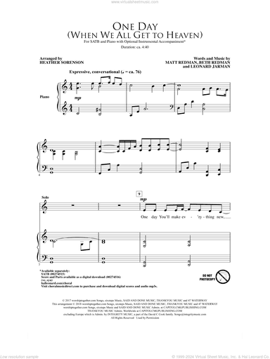 One Day (When We All Get To Heaven) (Arr. Heather Sorenson)