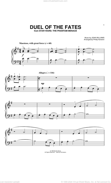 Duel Of The Fates (from Star Wars: The Phantom Menace) (arr. Phillip Keveren)
