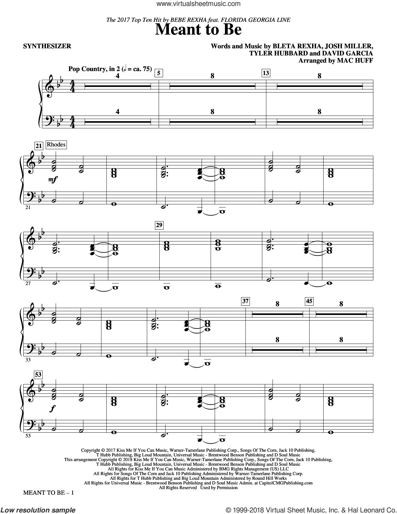 Meant to Be (Feat. Florida Georgia Line) (arr. Mac Huff)